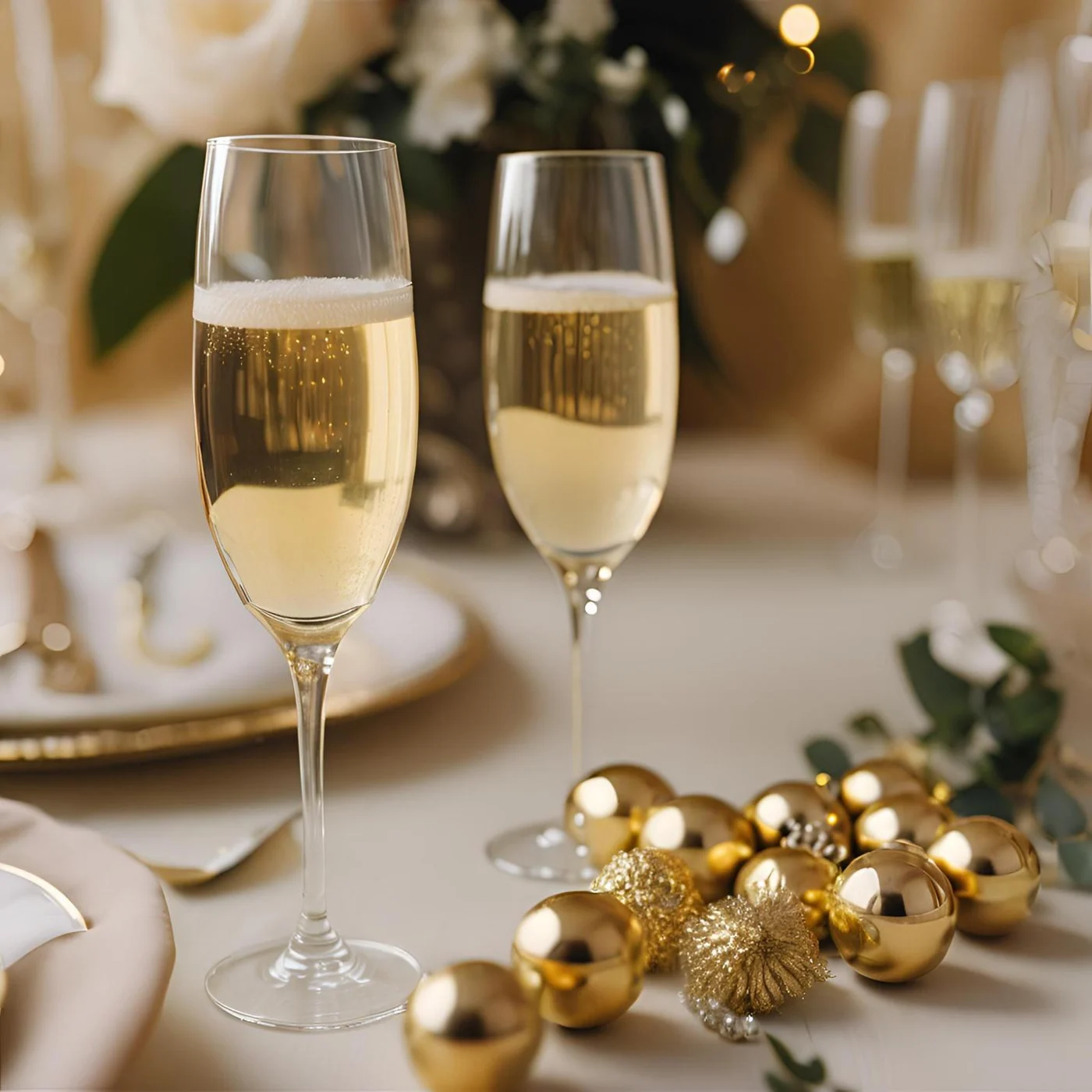 Copas y detalles dorados para una celebración